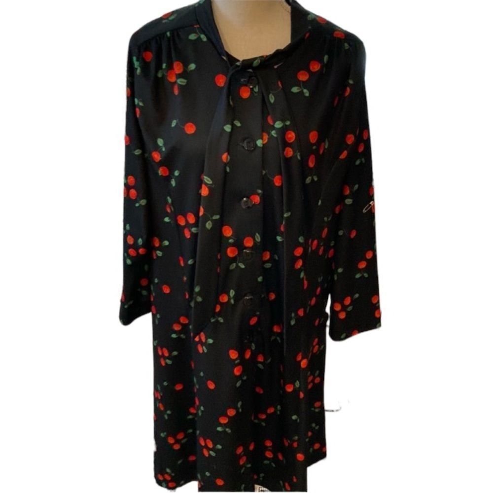 Vintage British Lady Black Cherry Dress Large